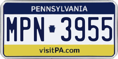 PA license plate MPN3955