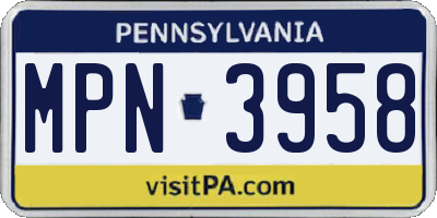 PA license plate MPN3958