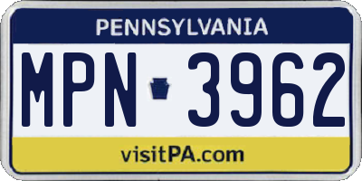 PA license plate MPN3962