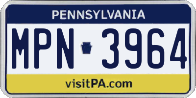 PA license plate MPN3964