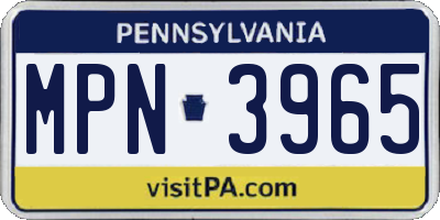 PA license plate MPN3965