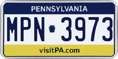 PA license plate MPN3973