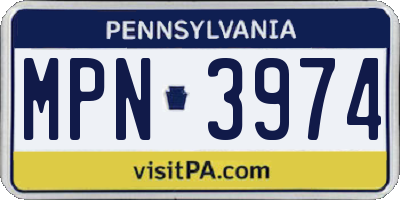 PA license plate MPN3974