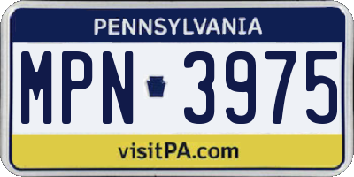 PA license plate MPN3975