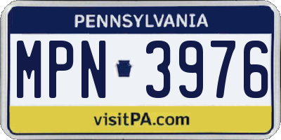 PA license plate MPN3976
