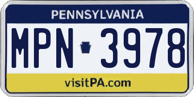 PA license plate MPN3978