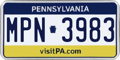 PA license plate MPN3983