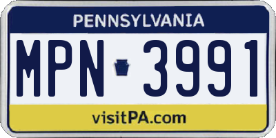 PA license plate MPN3991