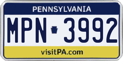 PA license plate MPN3992
