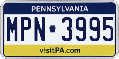 PA license plate MPN3995
