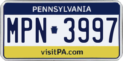 PA license plate MPN3997