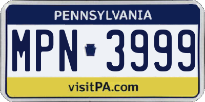PA license plate MPN3999