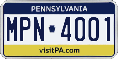 PA license plate MPN4001