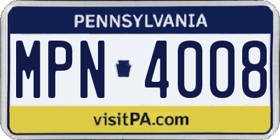 PA license plate MPN4008