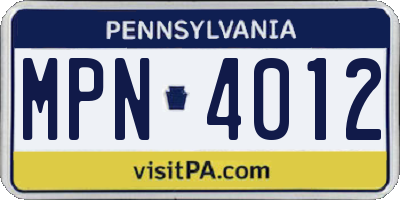 PA license plate MPN4012