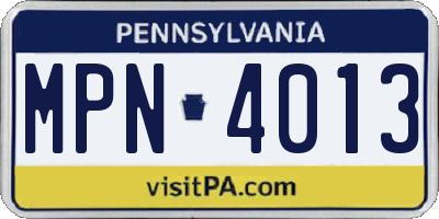 PA license plate MPN4013