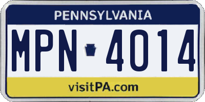 PA license plate MPN4014