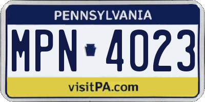 PA license plate MPN4023