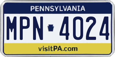 PA license plate MPN4024