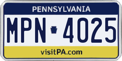 PA license plate MPN4025
