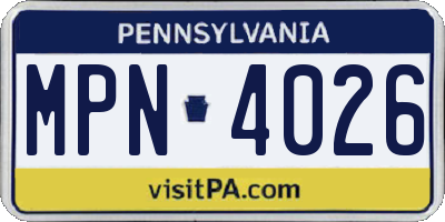 PA license plate MPN4026