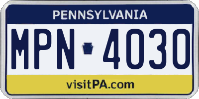 PA license plate MPN4030