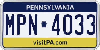 PA license plate MPN4033