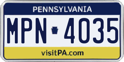 PA license plate MPN4035