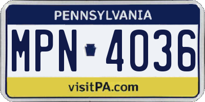 PA license plate MPN4036