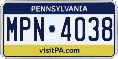 PA license plate MPN4038