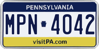 PA license plate MPN4042