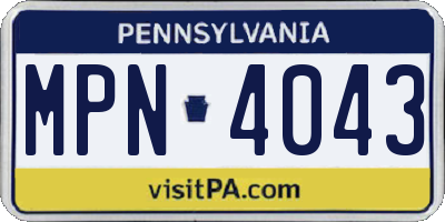 PA license plate MPN4043