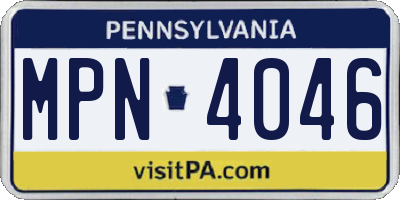 PA license plate MPN4046