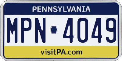 PA license plate MPN4049