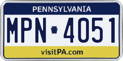 PA license plate MPN4051