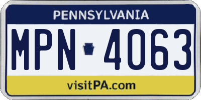 PA license plate MPN4063