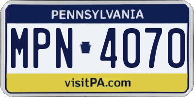PA license plate MPN4070