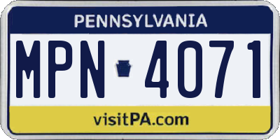 PA license plate MPN4071