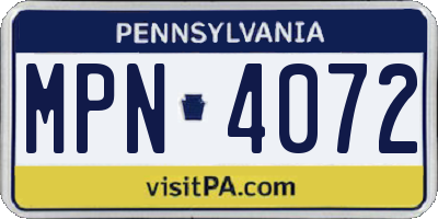 PA license plate MPN4072