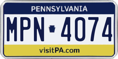 PA license plate MPN4074