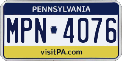 PA license plate MPN4076