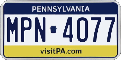 PA license plate MPN4077