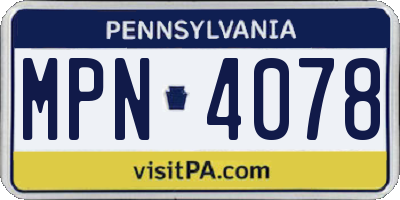 PA license plate MPN4078