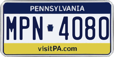 PA license plate MPN4080