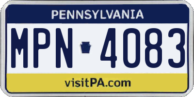 PA license plate MPN4083