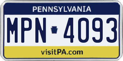 PA license plate MPN4093