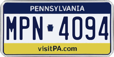 PA license plate MPN4094