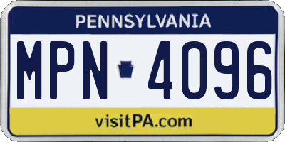 PA license plate MPN4096
