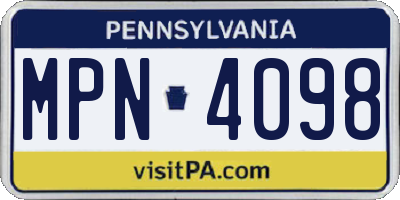 PA license plate MPN4098