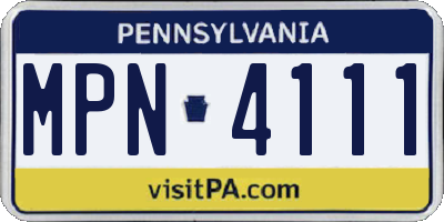 PA license plate MPN4111